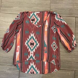 Sheer western Aztec top